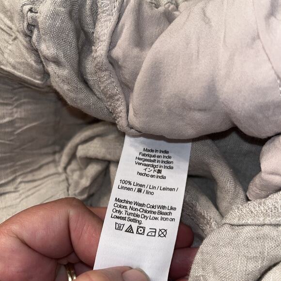 J Crew shorts Small Khaki Linen Pull on elastic waist Pockets Womens Breathable - Picture 3 of 5